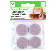 Накладки-протекторы для мебели ФЕТРОВЫЕ самоклеящиеся, d=28 мм, бежевые, КОМПЛЕКТ 16 шт., BOOMHOUSE (БУМХАУС), 701824