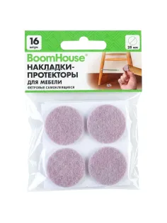 Накладки-протекторы для мебели ФЕТРОВЫЕ самоклеящиеся, d=28 мм, бежевые, КОМПЛЕКТ 16 шт., BOOMHOUSE (БУМХАУС), 701824