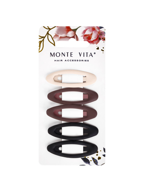 Заколки для волос НАБОР 5 шт., 5 см, клик-клак, матовые, ассорти, MONTE VITA (МОНТЕ ВИТА), 457078