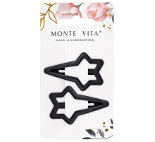 Заколки для волос НАБОР 2 шт., 5,5 см, клик-клак, soft touch, чёрный, MONTE VITA (МОНТЕ ВИТА), 457081