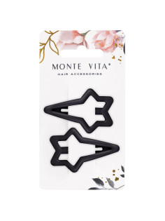 Заколки для волос НАБОР 2 шт., 5,5 см, клик-клак, soft touch, чёрный, MONTE VITA (МОНТЕ ВИТА), 457081