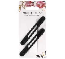 Заколки для волос НАБОР 2 шт., 8 см, зажим, soft touch, чёрный, MONTE VITA (МОНТЕ ВИТА), 457087