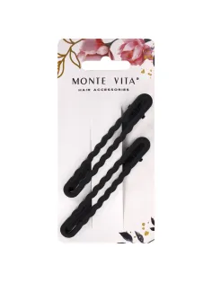Заколки для волос НАБОР 2 шт., 8 см, зажим, soft touch, чёрный, MONTE VITA (МОНТЕ ВИТА), 457087