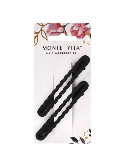Заколки для волос НАБОР 2 шт., 8 см, зажим, soft touch, чёрный, MONTE VITA (МОНТЕ ВИТА), 457087