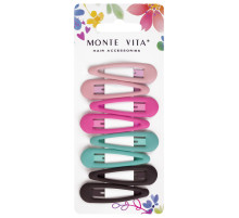 Заколки для волос НАБОР 8 шт., 5 см, клик-клак, soft touch, разные цвета, MONTE VITA (МОНТЕ ВИТА), 457092