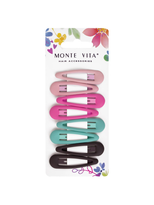 Заколки для волос НАБОР 8 шт., 5 см, клик-клак, soft touch, разные цвета, MONTE VITA (МОНТЕ ВИТА), 457092
