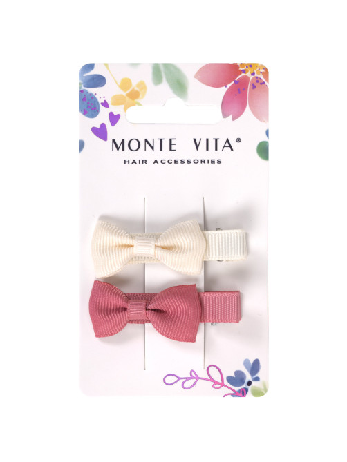 Заколки для волос НАБОР 2 шт., 4,6 см, зажим, бантики, разные цвета, MONTE VITA (МОНТЕ ВИТА), 457095