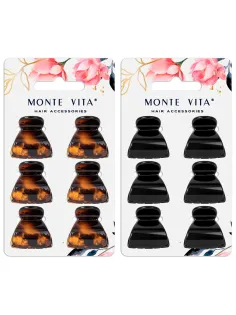 Крабы для волос НАБОР 6 шт, 2,7 см, АССОРТИ, MONTE VITA (МОНТЕ ВИТА) 457024