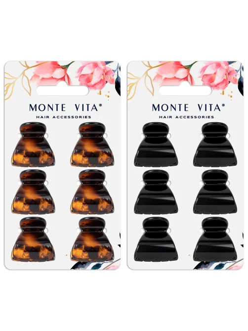 Крабы для волос НАБОР 6 шт, 2,7 см, АССОРТИ, MONTE VITA (МОНТЕ ВИТА) 457024