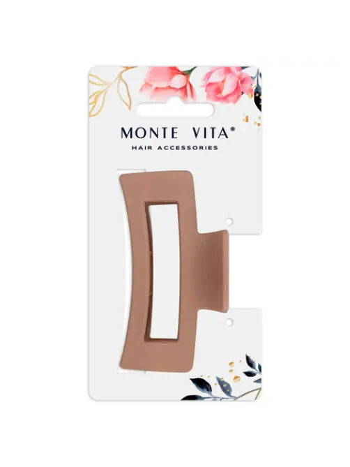 Краб для волос 8,5 см, soft-touch, коричневый, MONTE VITA (МОНТЕ ВИТА), 457001