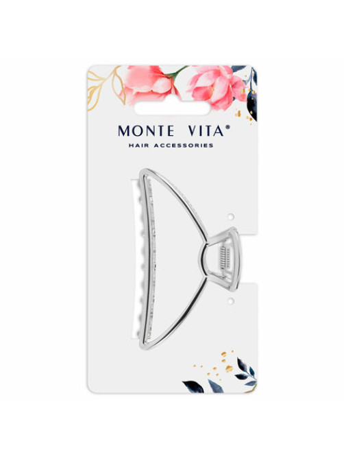Краб для волос 7,8 см, серебристый, MONTE VITA (МОНТЕ ВИТА), 457016
