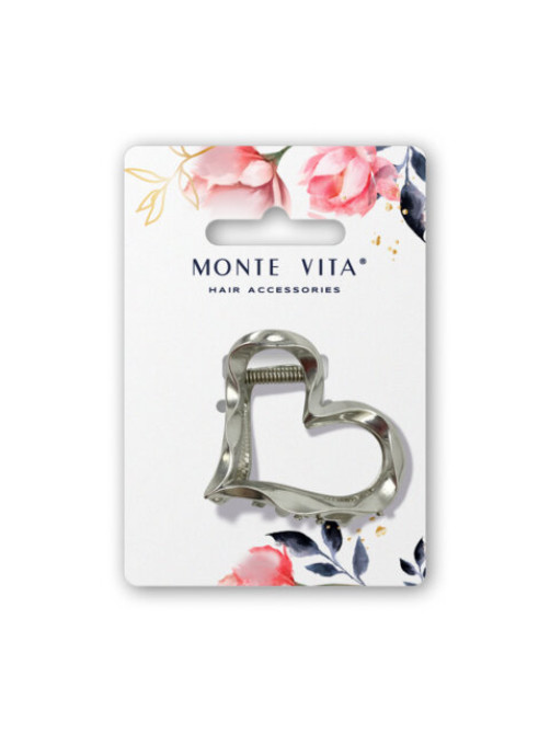 Краб для волос, 6 см, серебристый, MONTE VITA (МОНТЕ ВИТА), 458822