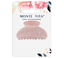Краб для волос 5,2 см, с глиттером, розовый, MONTE VITA (МОНТЕ ВИТА), 457021