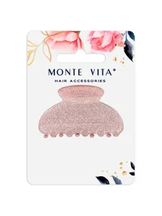 Краб для волос 5,2 см, с глиттером, розовый, MONTE VITA (МОНТЕ ВИТА), 457021