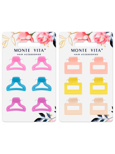 Крабы для волос НАБОР 6 шт., 2,5 см, soft touch, АССОРТИ, MONTE VITA (МОНТЕ ВИТА), 457029