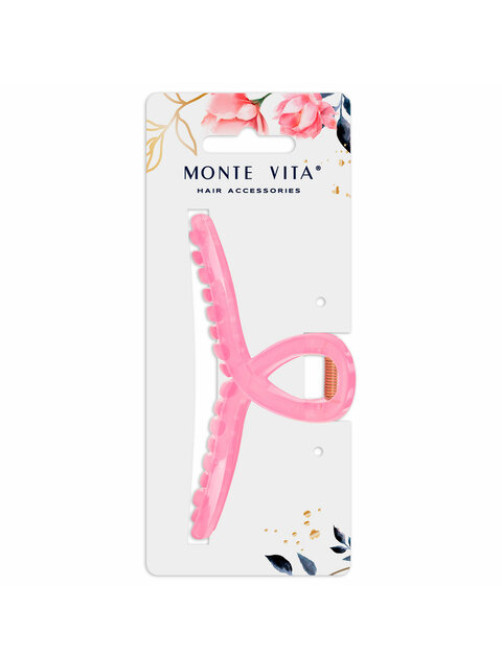 Краб для волос 11 см, глянцевый, розовый, MONTE VITA (МОНТЕ ВИТА), 457007