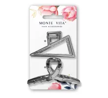 Краб для волос НАБОР 2 шт., 7 см, глянцевый, серебристый, MONTE VITA (МОНТЕ ВИТА), 458825
