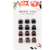 Крабы для волос НАБОР 12 шт., 0,8 см, черный, коричневый MONTE VITA (МОНТЕ ВИТА), 457026