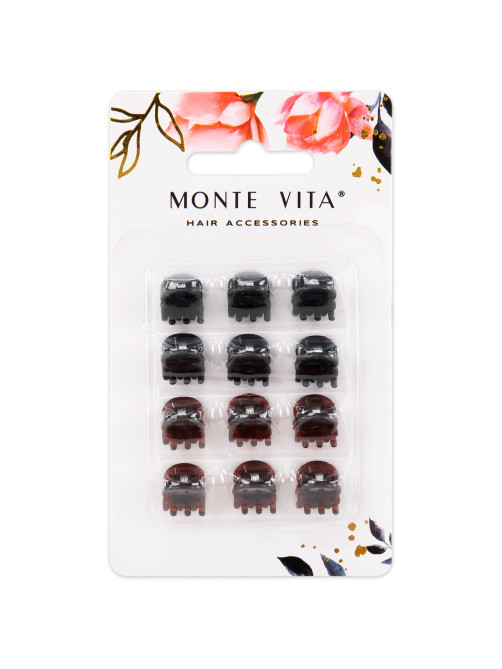 Крабы для волос НАБОР 12 шт., 0,8 см, черный, коричневый MONTE VITA (МОНТЕ ВИТА), 457026