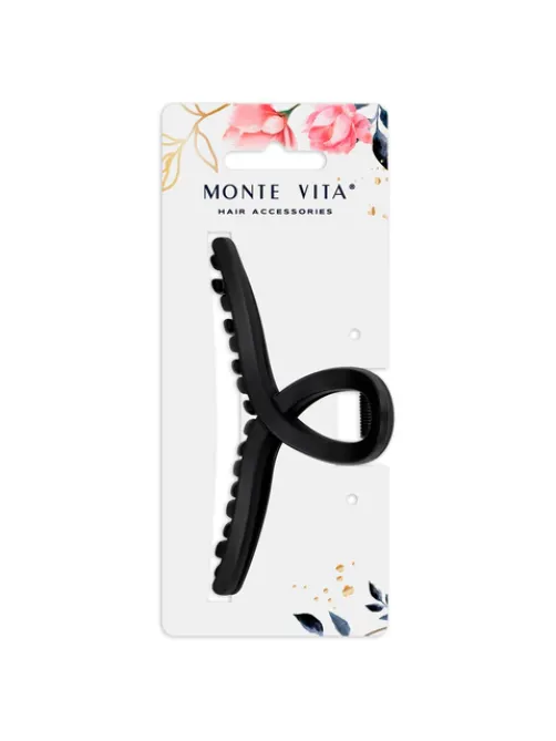 Краб для волос 11 см, soft-touch, чёрный, MONTE VITA (МОНТЕ ВИТА), 457006