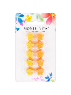 Крабы для волос НАБОР 10 шт., цветочки, soft-touch, оранжевый, жёлтый, MONTE VITA (МОНТЕ ВИТА), 457027