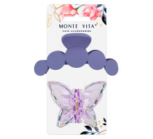 Крабы для волос НАБОР 2 шт., 7 см / 10 см, глянцевый, soft-touch, фиолетовый, MONTE VITA (МОНТЕ ВИТА), 457033