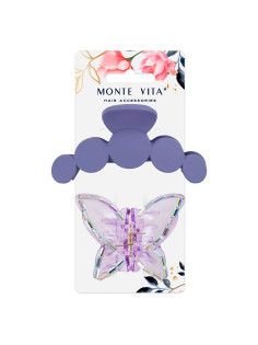 Крабы для волос НАБОР 2 шт., 7 см / 10 см, глянцевый, soft-touch, фиолетовый, MONTE VITA (МОНТЕ ВИТА), 457033