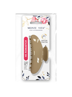Краб для волос, ГИБКИЙ, НЕЛОМАЮЩИЙСЯ, 12 см, бежевый, MONTE VITA (МОНТЕ ВИТА), 458824