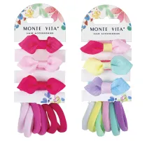 Резинка для волос НАБОР 9 шт., мягкие, medium size, ассорти форм, оттенки розового, MONTE VITA (МОНТЕ ВИТА), 457107