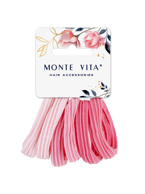 Резинки для волос НАБОР 6 шт., мягкие, большие, оттенки розового, MONTE VITA (МОНТЕ ВИТА), 457051