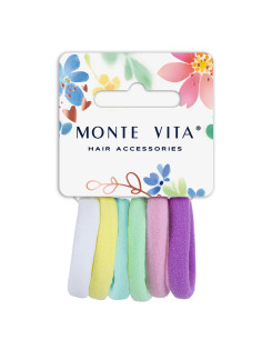 Резинки для волос НАБОР 6 шт., мягкие, средние, пастельные цвета, MONTE VITA (МОНТЕ ВИТА), 457047