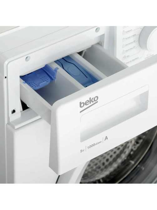 Стиральная машина BEKO WRS5511BWW, 1000 об/мин, 5 кг, фронтальная загрузка, 15 программ, белая, 7320110005