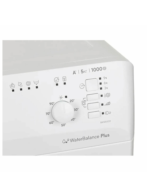 Стиральная машина INDESIT BWSB 51051, 1000 об/мин, 5 кг, фронтальная загрузка, 17 программ, белая, 869991022410