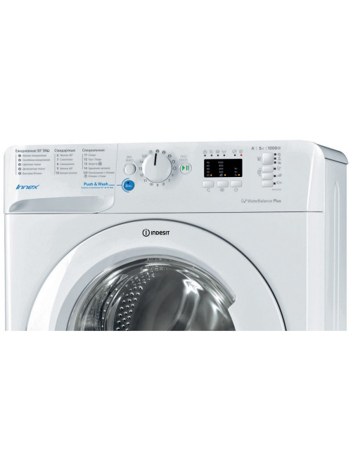 Стиральная машина INDESIT BWUA 51051 L B, 1000 об/мин, 5 кг, фронтальная загрузка, 17 программ, белая, 869991031140