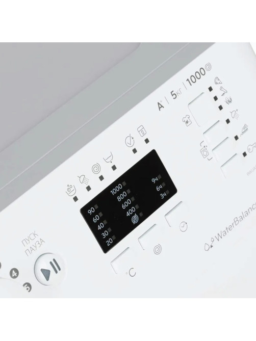 Стиральная машина INDESIT BWUA 51051 L B, 1000 об/мин, 5 кг, фронтальная загрузка, 17 программ, белая, 869991031140