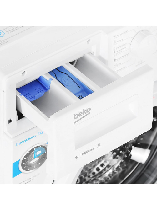 Стиральная машина BEKO WRS5512BWW, 1000 об./мин, 5 кг, фронтальная загрузка, 15 программ, белая, 7320010007