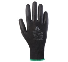 Перчатки нейлоновые JETA SAFETY, полиуретановое покрытие, КОМПЛЕКТ 12 пар, размер 8, M (средний), черные, JP011b, JP011b-M