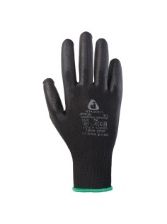 Перчатки нейлоновые JETA SAFETY, полиуретановое покрытие, КОМПЛЕКТ 12 пар, размер 9, L (большой), черные, JP011b, JP011b-L