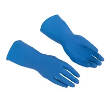 Перчатки VILEDA PROFESSIONAL многоцелевые латексные, МНОГОРАЗОВЫЕ, х/б напыление, ПРОЧНЫЕ, S (малый), синий, 174350