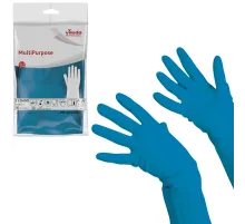 Перчатки VILEDA PROFESSIONAL многоцелевые латексные МНОГОРАЗОВЫЕ х/б напыление, ПРОЧНЫЕ, размер L (большой), синие, 174355