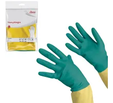 Перчатки VILEDA PROFESSIONAL латекс-неопреновые МНОГОРАЗОВЫЕ х/б напыление СВЕРХПРОЧНЫЕ, размер XL (очень большой) зеленые/желтые, 174309
