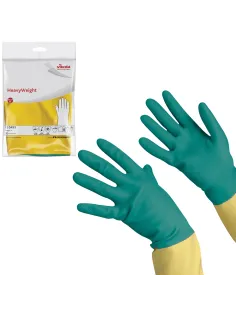 Перчатки VILEDA PROFESSIONAL латекс-неопреновые МНОГОРАЗОВЫЕ х/б напыление СВЕРХПРОЧНЫЕ, размер XL (очень большой) зеленые/желтые, 174309
