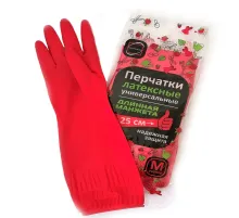 Перчатки МНОГОРАЗОВЫЕ латексные ДЛИННАЯ МАНЖЕТА 25 см КРАСНЫЕ, размер 7-8, M (средний), вес 80 г, КП, 133332