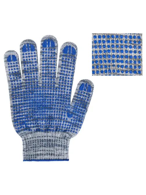 Перчатки хлопчатобумажные плотные, КОМПЛЕКТ 100 ПАР, 10 класс, 50-52 г, 133 текс, ПВХ-точка LAIMA ЛЮКС 2, СЕРЫЕ, 608679
