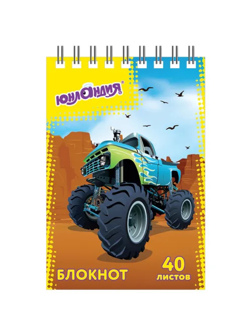 Блокнот МАЛЫЙ ФОРМАТ А7, 75х105 мм, 40 л., гребень, картон, клетка, ЮНЛАНДИЯ, 