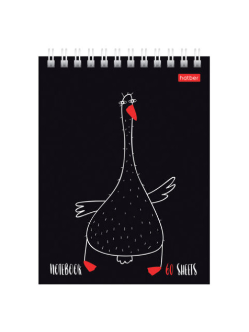 Блокнот МАЛЫЙ ФОРМАТ А6, 60 л., гребень, картон, клетка, HATBER, 