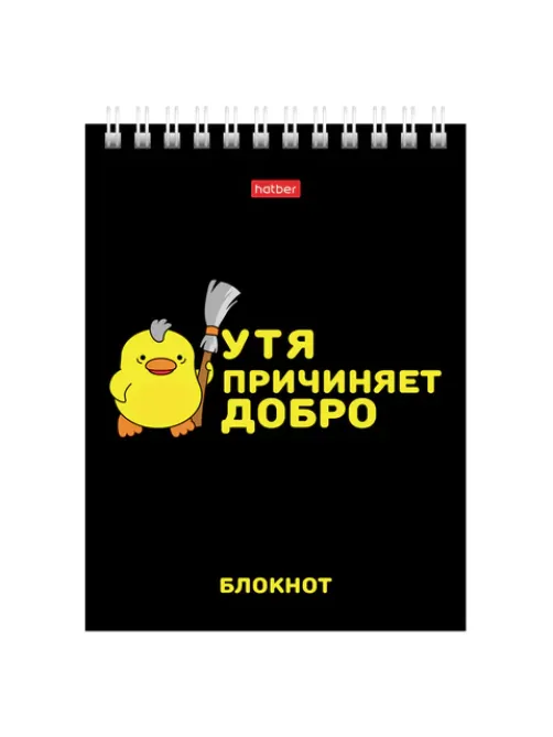 Блокнот МАЛЫЙ ФОРМАТ А6, 40 л., гребень, картон, клетка, HATBER, 