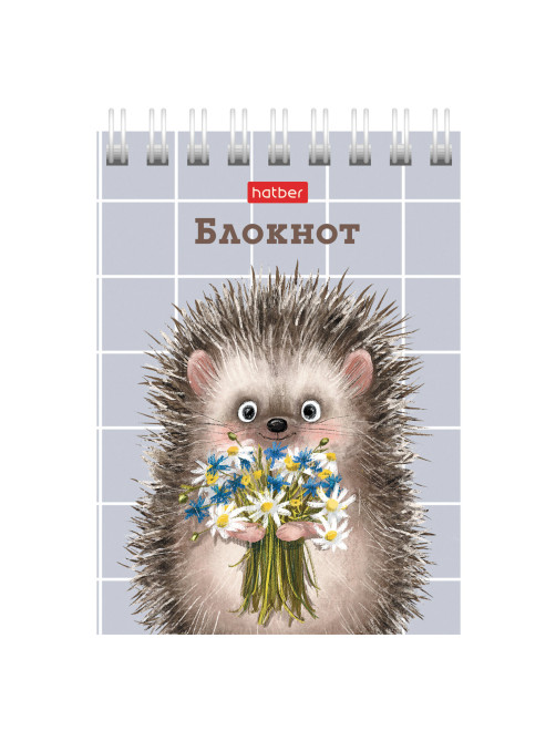 Блокнот МАЛЫЙ ФОРМАТ А7, 40 л., гребень, картон, клетка, HATBER, 