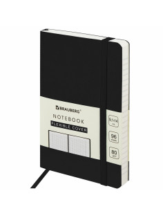 Блокнот МАЛЫЙ ФОРМАТ (91х140 мм) А6, BRAUBERG ULTRA, под кожу, 80 г/м2, 96 л., клетка, черный, 113024