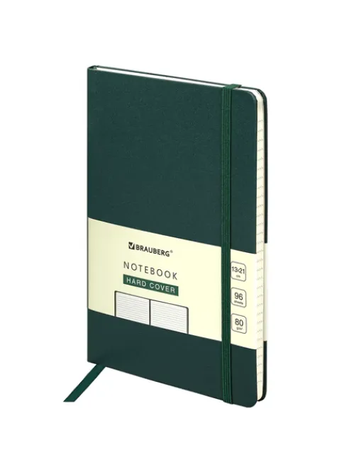 Блокнот А5 (130х210 мм), BRAUBERG ULTRA, балакрон, 80 г/м2, 96 л., линия, темно-зеленый, 113047
